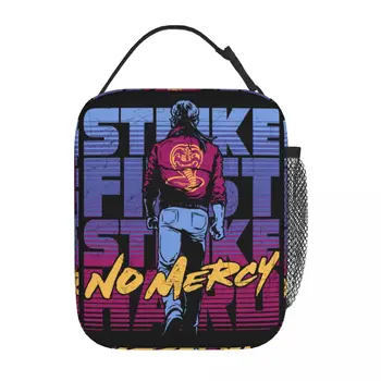 Cobra Kai Strike First Strike Hard No Mercy Термоизолированная сумка для ланча, переносной холодильник для бенто, термальный ланч-бокс
