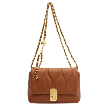 Винтажная женская сумка через плечо 2023, клетчатая сумка через плечо, модная цепочка, универсальная Женская сумочка и сумки, кожаная сумка