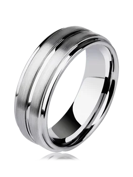 обручальное кольцо из вольфрама серебристых тонов шириной 7 мм для мужчин с полированной матовой матовой отделкой снаружи Размер 6-13 Можно выгравировать буквы