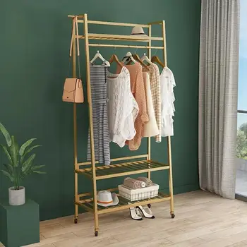 Золотая вешалка для одежды на балконе, Минималистичная металлическая вешалка для одежды в спальне, Бутик Burro Ropa Perchero, Товары для дома