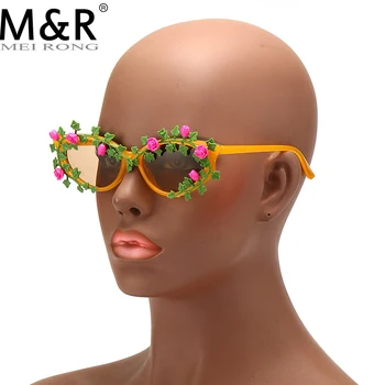 2023 Новые цветочные декоративные солнцезащитные очки, женские очки для выпускного вечера, модные солнцезащитные очки в стиле хип-хоп, винтажные солнцезащитные очки своими руками