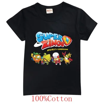Игровые футболки Super Zings Для маленьких мальчиков, Футболки с принтом Superzings, 10 цветов, Детские Футболки, Детские Летние Хлопковые Топы для девочек от 2 до 13 лет, Одежда