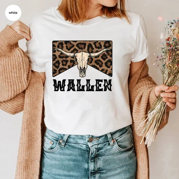 Футболка в стиле кантри Wallen Bull Head Graphic Tee, винтажная женская рубашка-пастушка, унисекс, футболки Western Wallen, футболка с коротким рукавом