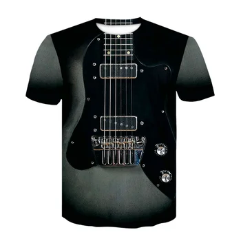 летняя футболка с гитарой в стиле панк с рисунком funko pop, крутой дизайн, 3D-принт, музыкальные графические футболки, Мужская повседневная забавная футболка в стиле хип-хоп