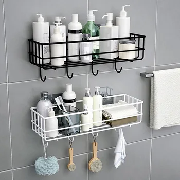 Полки для ванной комнаты, подвесная корзина для душа, Настенный держатель для шампуня, стеллаж для хранения кухонных приправ