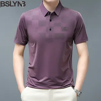 Новая летняя рубашка поло в полоску, мужская футболка поло с коротким рукавом, тонкие деловые футболки