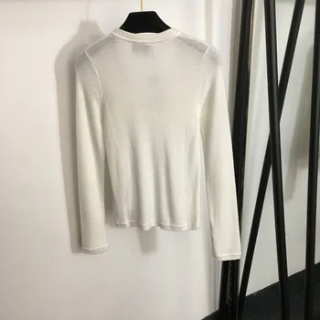 2023 Новый осенний женский шерстяной свитер с длинным рукавом, однотонная модная простая футболка