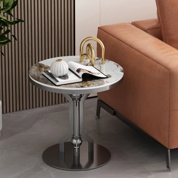 Итальянский легкий роскошный угловой стол современный простой диван в гостиной, приставной столик, прикроватная тумбочка, передвижной круглый столик на балконе, каменный столик