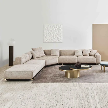 Легкий, роскошный, тканевый, художественный угловой диван, размер, тип дома, итальянский диван для трех и нескольких человек, чувство дизайна