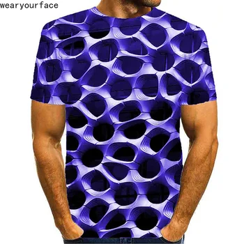 Футболка с 3D рисунком Honeycomb с 3D принтом по всему телу, Летняя Забавная уличная одежда, Спортивная Повседневная одежда, мужская одежда унисекс с коротким рукавом