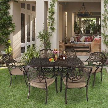 Настольный мозаичный садовый стол из литого алюминия 59 дюймов, бронзовый приставной столик (без стульев) для патио, пляжа, двора, бассейна