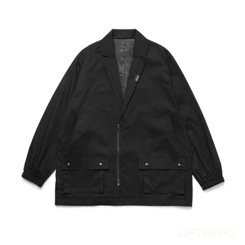 QIUDYU 21aw Повседневный черный пиджак с множеством карманов, нейлоновая технологичная одежда ripstop, эстетичная уличная одежда