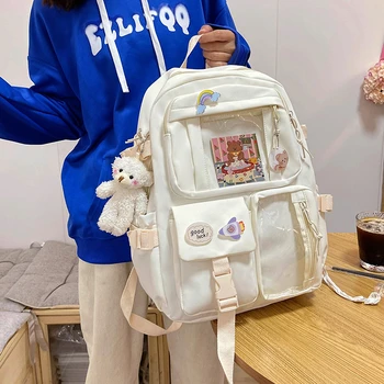 Милые женские рюкзаки, водонепроницаемый нейлоновый школьный рюкзак с несколькими карманами для студенток, девочек, Kawaii, рюкзак для ноутбука, Mochilas