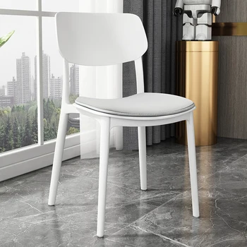 Современные обеденные стулья из белого пластика, кожаные кресла для мероприятий в спальне, Эргономичная мебель для дома Silla De Comedor