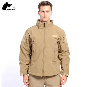 Новая мужская тактическая куртка из мягкой кожи Акулы, зимняя водонепроницаемая флисовая теплая боевая куртка, Мужская брендовая одежда, Верхняя одежда TF5113