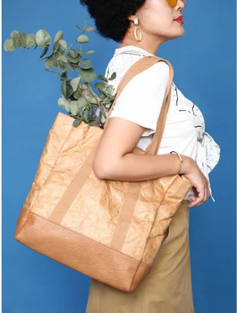 Женская бумажная сумка, повседневная сумка-тоут, прочная молния, мягкие сумки через плечо, сумка для покупок большой емкости, простая