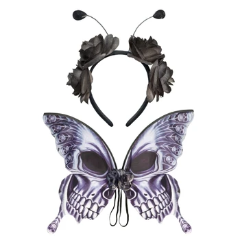 Костюмы для костюмированной вечеринки на Хэллоуин, черное платье с крыльями феи, крылья бабочки, костюм для выступлений, крылья Ангела для девочек, женские костюмы