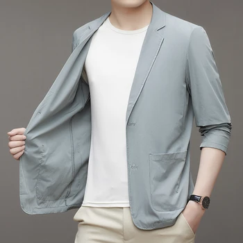 Летний новый мужской костюм, повседневная ультратонкая солнцезащитная одежда, модный легкий мужской пиджак в корейском стиле
