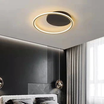 Минималистичный алюминиевый кольцевой светодиодный потолочный светильник Столовая Спальня Подвесные светильники с регулируемой яркостью 110-220 В
