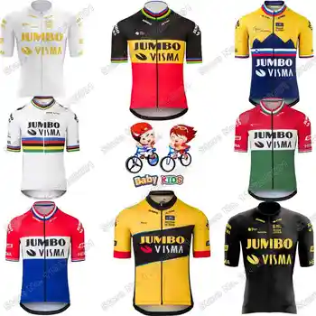 2023 Детская Велосипедная майка Jumbo Visma с коротким рукавом, Бельгия, Словения, Нидерланды, Велосипедная одежда для мальчиков и девочек, Детские велосипедные рубашки