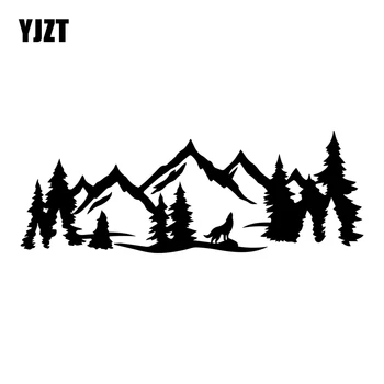 YJZT 15,9 * 5,5 см, Волчья гора, Лесная сцена, Виниловые наклейки для кемпинга, Забавные автомобильные наклейки, Украшение бампера окна.