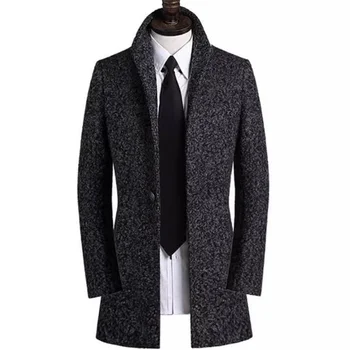 Осенне-Зимние Шерстяные Пальто Для мужчин Среднего Возраста, Молодежный Деловой Повседневный Модный Костюм, Однобортный Пиджак Abrigo Hombre Casaco Masc