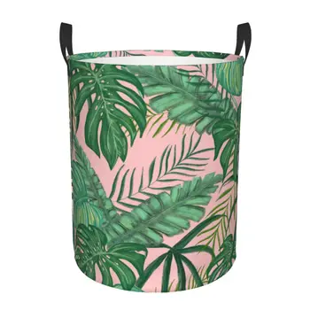 Складная корзина для грязного белья с тропическими зелеными листьями Корзина для хранения Детский Органайзер для дома