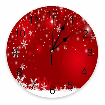 Рождественские Красные декоративные круглые настенные часы с арабскими цифрами, Не Тикающие Настенные часы, Большие Для спальни, ванной комнаты
