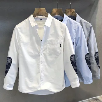 Мужская весенне-осенняя повседневная рубашка Oxford Spinning в стиле ретро, белая, с длинными рукавами, новая Японская повседневная рубашка