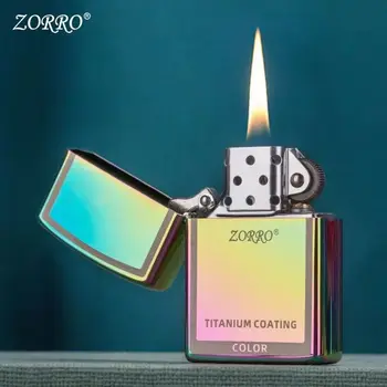 ZORRO винтажный шлифовальный круг Z91791 модный Ледяной цвет классический логотип Керосиновая зажигалка для мужчин ветрозащитный подарок для курения