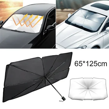 Автомобильный зонт для салона Автомобиля, крышка лобового стекла автомобиля, защита от ультрафиолета, Солнцезащитный козырек, Защита салона переднего стекла, Складной Зонт