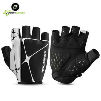 Rockbros/ Новые поступления, велосипедные перчатки, дышащие, светоотражающие перчатки на половину пальца, MTB, Утолщенное силиконовое амортизирующее велосипедное снаряжение