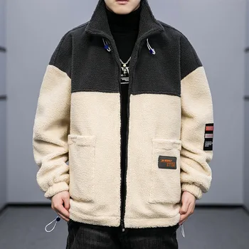 Мужская Флисовая Утепленная куртка с тепловой подкладкой ADRUSCS, Осенне-Зимнее Повседневное Свободное пальто Большого размера, Однотонная Мужская одежда