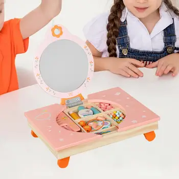 Портативный туалетный столик с зеркалом, Детский Туалетный столик для макияжа, Подарок для девочек, Подарок на День рождения для малышей