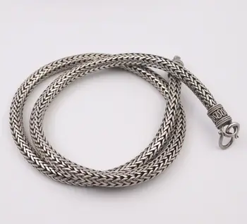 Ожерелье из настоящего серебра 925 пробы, уникальное круглое звено пшеницы диаметром 6,5 мм, 22 дюйма