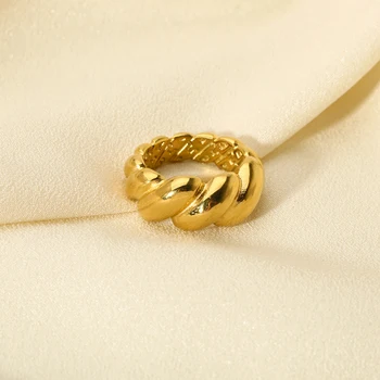 Новые 18-каратные позолоченные кольца из веревочного купола из нержавеющей стали для женщин, водонепроницаемые украшения для круассанов, подарок на палец, модные украшения
