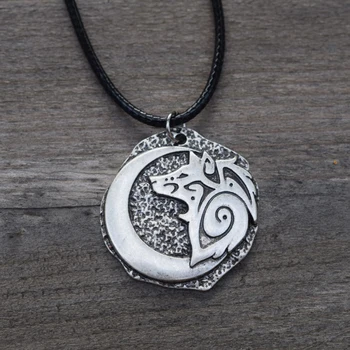 ожерелье с подвеской в виде молодого волка и луны, норвежские подвески с животными, ювелирные изделия sanlan