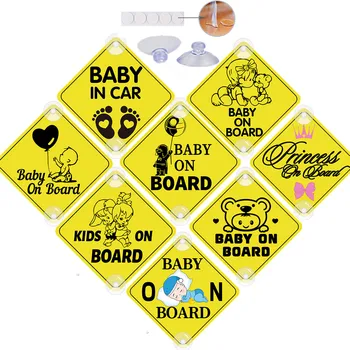 Наклейка на присоске из мультяшной серии Baby On Board для стайлинга автомобилей, предупреждающий знак о безопасности детей в машине, доска объявлений из ПВХ и отличительные знаки