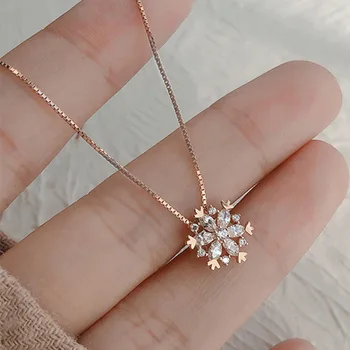 Настоящее ожерелье из стерлингового серебра 925 пробы, ожерелье на ключицу в виде снежинки для женщин, ювелирные изделия, Очаровательное ожерелье-цепочка, бижутерия-ошейники