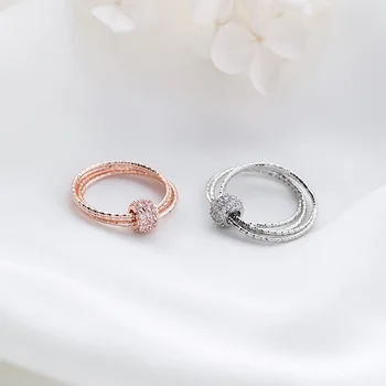 2023 Новое Простое кольцо 2 цвета Вращающееся кольцо с женским кристаллом от Swarovskis Для Женщин, инкрустированное цирконом, Подходит для вечеринки