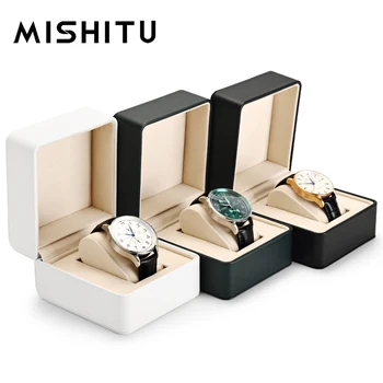 Коробка для ювелирных часов премиум-класса MISHITU, кожаный футляр для наручных часов, держатель-органайзер, коробка для хранения кварцевых часов, ювелирный дисплей, подарок