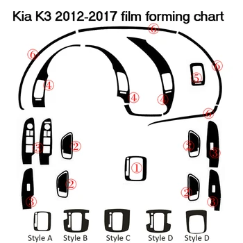 Для Kia K3 2012-2018 Внутренняя Центральная панель управления дверной ручкой 3D/5D Наклейки из углеродного волокна, наклейки для стайлинга автомобилей, аксессуары