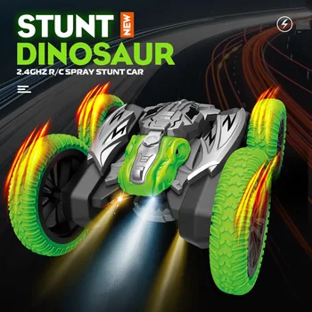 2023 Новый 2,4-граммовый динозавр с аэрозольными трюками, радиоуправляемый автомобиль с двусторонним опрокидыванием на бездорожье, вращение на 360 °, автомобиль с дистанционным управлением, электрическая игрушка, подарок для детей