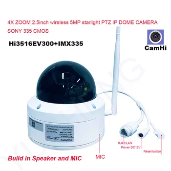 CamHi 5MP Беспроводная 4-Кратная Оптическая Зум-Скоростная Купольная PTZ IP-Камера Безопасности IP-Камера 128 ГБ SD-Карта Микрофон Динамик Onvif P2P Открытый