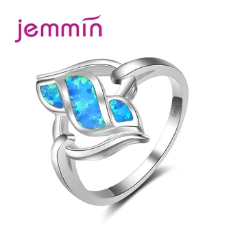 Новое ювелирное изделие бренда, женское кольцо, ювелирные изделия из стерлингового серебра 925 пробы, уникальная изысканная форма цветка, кольцо с голубым огненным опалом, лучший подарок