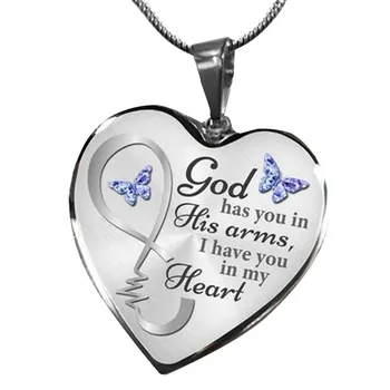 Изысканное ожерелье с подвеской в форме сердца в форме бабочки, Мемориальное ожерелье с выражением любви, Рождественский ювелирный подарок для дочери и сестры
