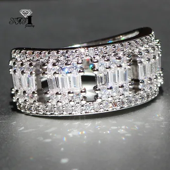 YaYI Fine Jewelry Fashion Princess Claw Set Огранка Белый Кубический цирконий Серебряный Цвет Обручальные кольца для свадебной вечеринки