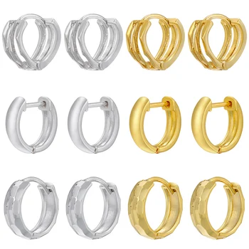 ZHUKOU золотые серьги-кольца, латунные круглые женские серьги-обнимашки, простой модный пирсинг, маленькие серьги-кольца оптом VE755