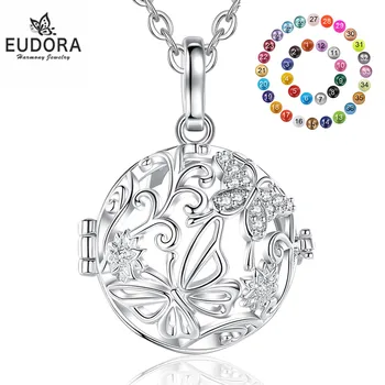Подвеска в виде бабочки и цветка Eudora, ожерелье с подвеской в виде шара Гармонии для беременной женщины, подарок для ребенка