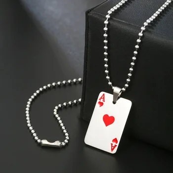Модное ожерелье из титановой стали для мужчин, ниша в стиле хип-хоп, креативные покерные пики, подвеска в виде сердца, подвеска в виде любви, ожерелье для пары